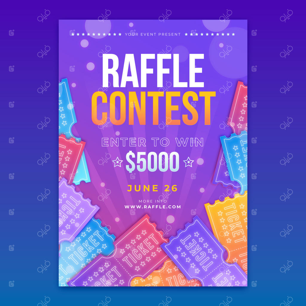 قالب بروشور قرعه‌کشی با طراحی گرادیان