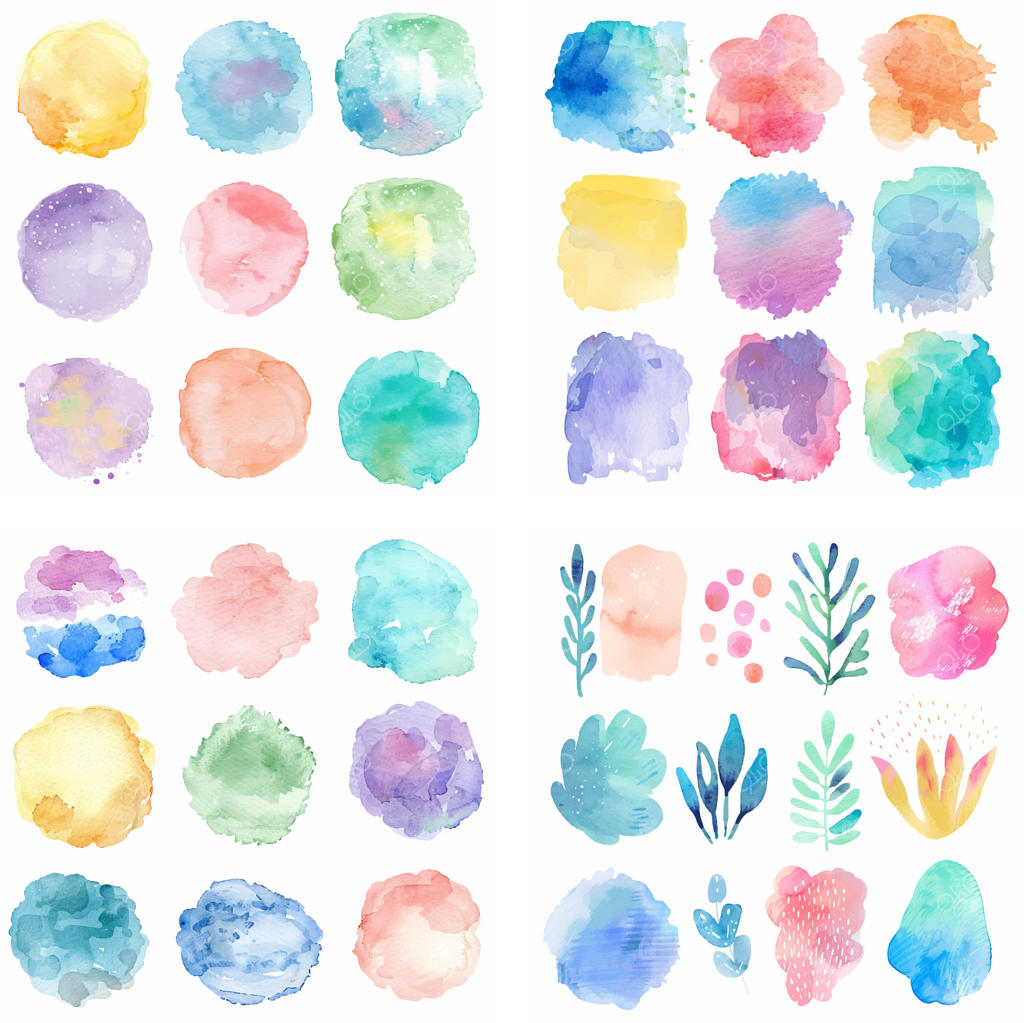 لکه‌های جوهر و افکت آبرنگ پاستلی با بافت زبر و خلاقانه