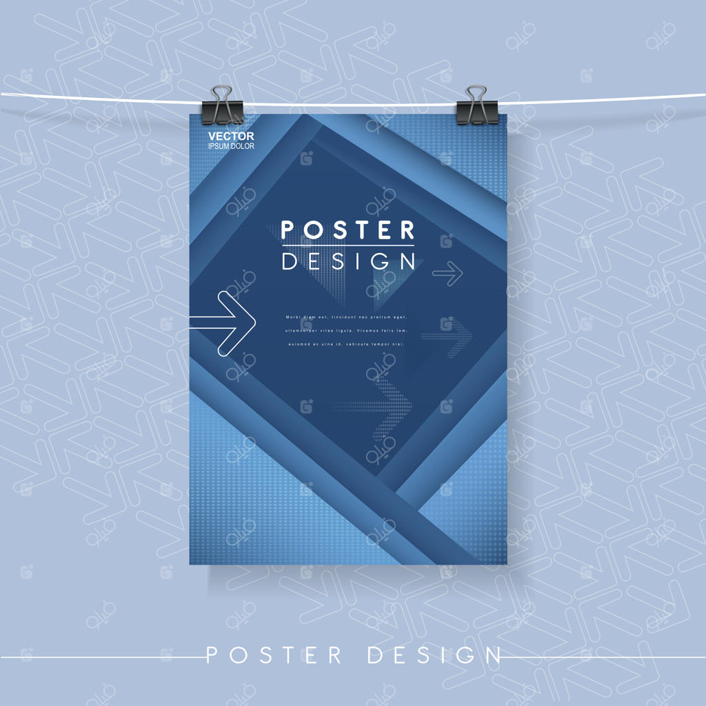 طرح قالب پوستر مدرن با المان‌های نواری