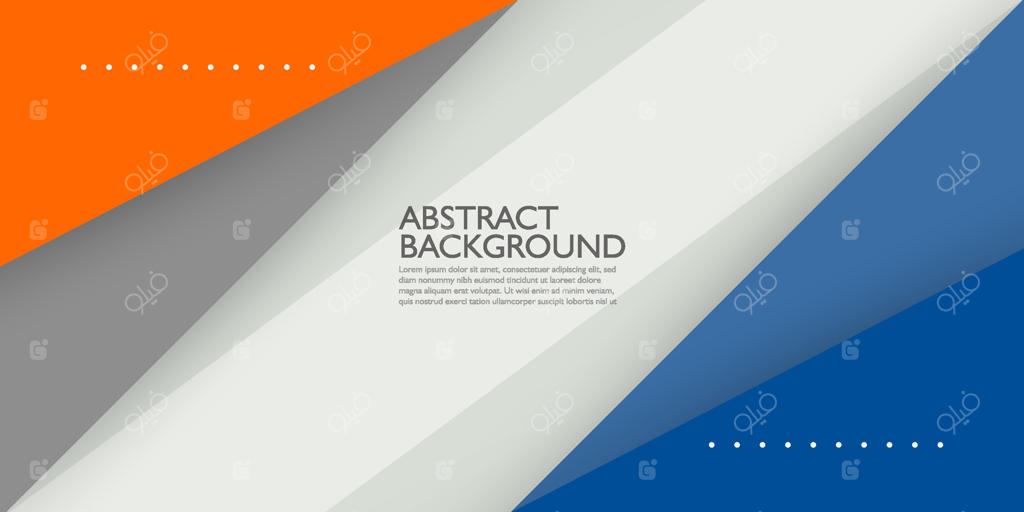 پیش‌زمینه سه‌بعدی مثلثی با گرادیانت نارنجی و آبی و سایه. مثلث‌های نارنجی و آبی بر روی زمینه سفید. Eps10