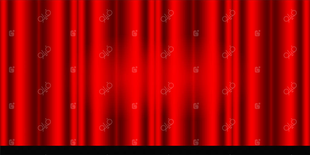 پوستر مراسم افتتاحیه با روبان‌ قرمز و پرده‌ها - تصویر وکتور