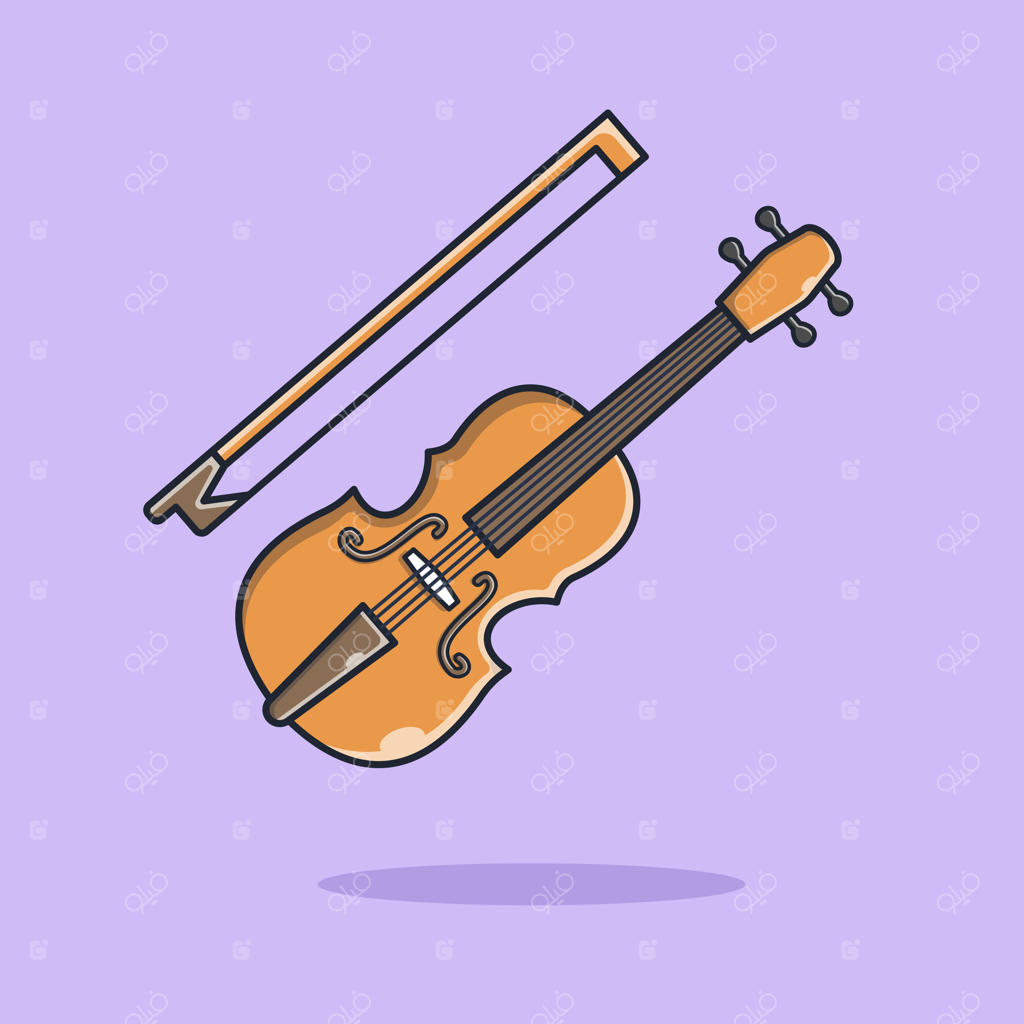 تصویر ساز ویولن: آیکون وکتور و طراحی مسطح.