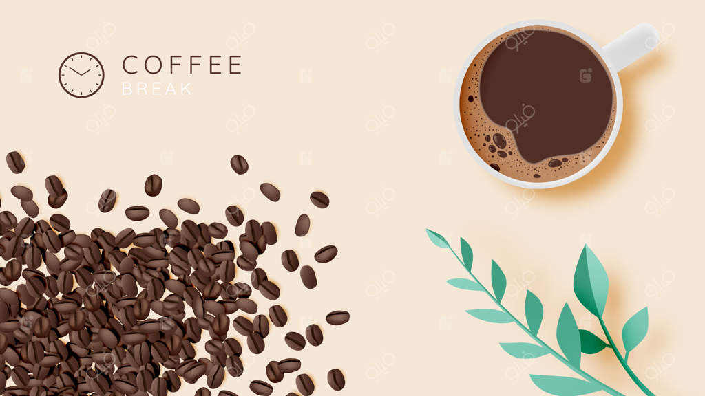 پس‌زمینه‌ای برای استراحت با فنجان قهوه و ترکیب رنگ‌های ملایم و پاستلی