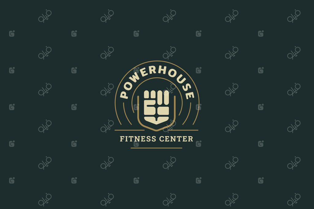 طراحی لوگو باشگاه ورزشی بدنسازی: طرح دایره‌ای مشت قوی و مدرن