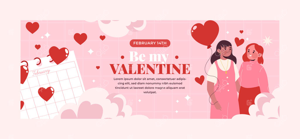 قالب کاور شبکه‌های اجتماعی برای جشن روز ولنتاین