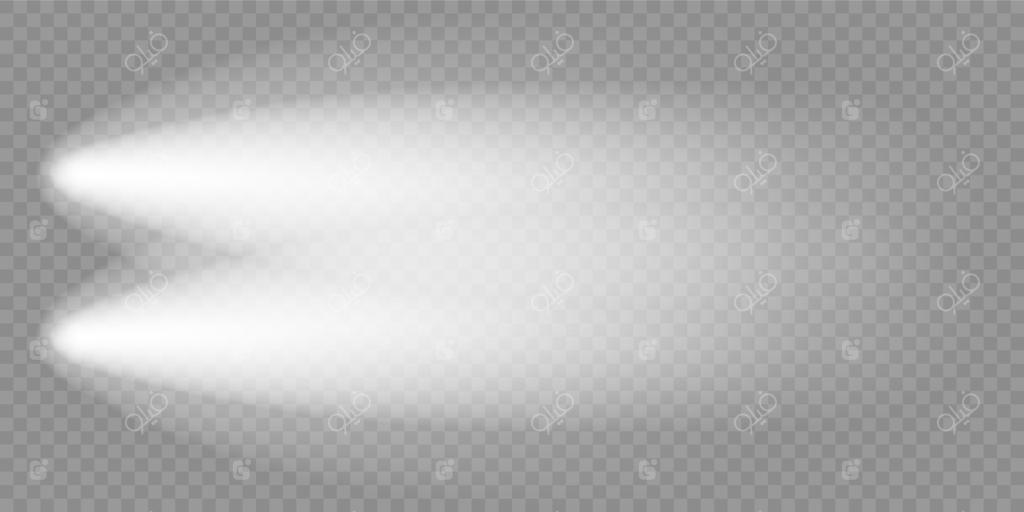 اثر نورپردازی در شب ماشین از نمای بالا. تابش چراغ جلویی. پرتوهای LED روی زمینه تاریک. چراغ‌ها جاده سیاه را روشن می‌کنند. درخشش سفید روی جلوی قطار. نور خیره کننده خودروهای مسابقه‌ای و کامیون‌ها