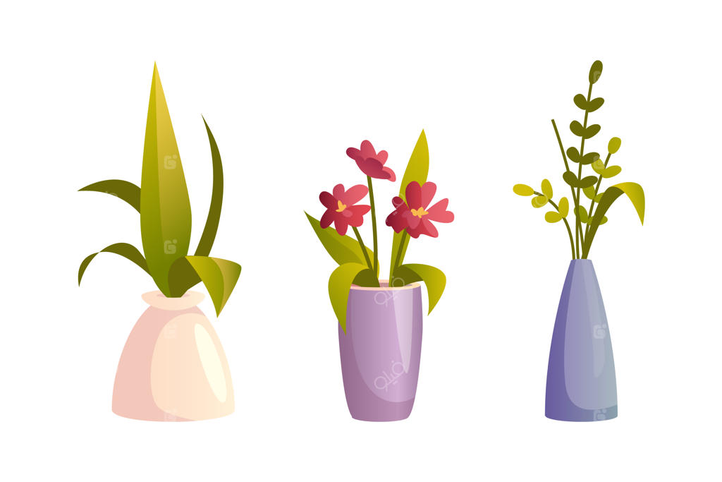 طراحی داخلی با گیاهان آپارتمانی و گل‌ها در گلدان