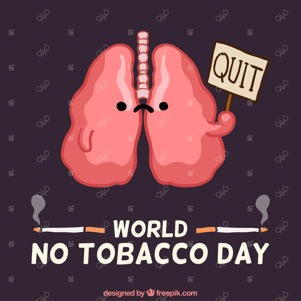 پس‌زمینه‌ای با تصویر ریه‌ها برای روز بدون دخانیات