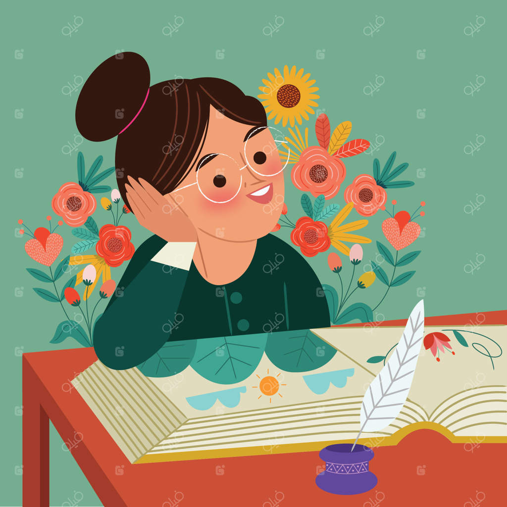 تصویرسازی ادبی با طراحی دستی تخت