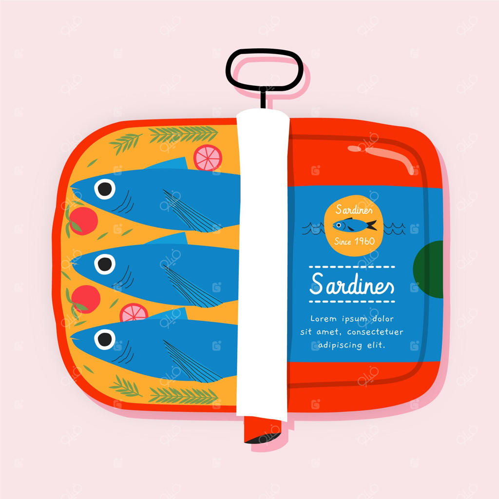 نقاشی جذاب یک ساردین خوشمزه