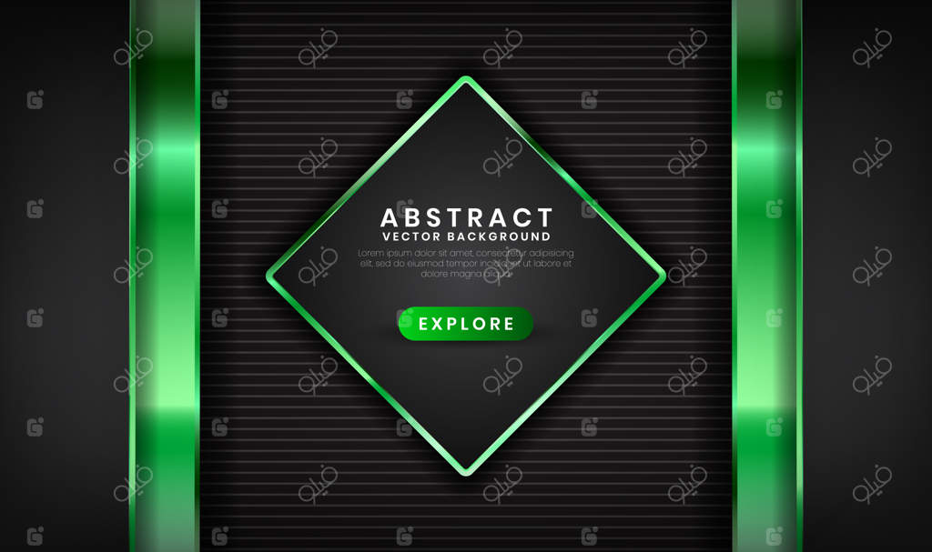 پس‌زمینه لوکس سه‌بعدی سیاه و سبز با افکت نور