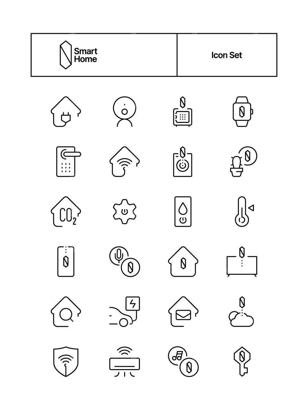 آیکن‌های هوشمند سیستم امنیتی وای‌فای: مجموعه‌ای از آیکن‌های محافظت خانه، کنترل آنلاین، ایمنی برق و اشکال جذاب وکتور