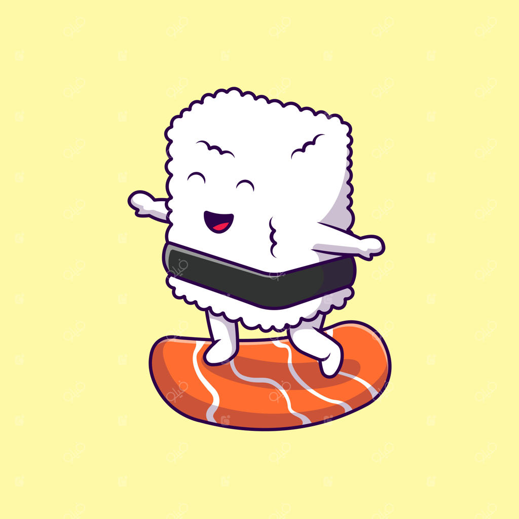 ایکن‌های کارتونی بامزه سوشی با طرح موج‌سواری