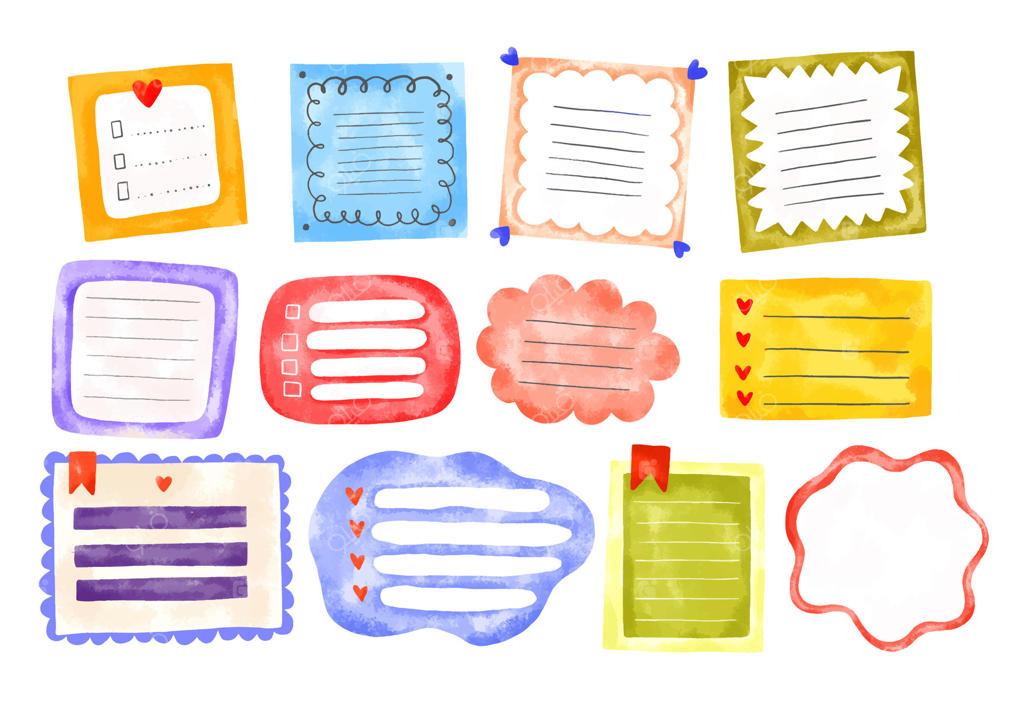 کاغذ یادداشت برای دفتر برنامه‌ریزی روزانه، صفحه دفترچه کارتونی با طراحی دستی