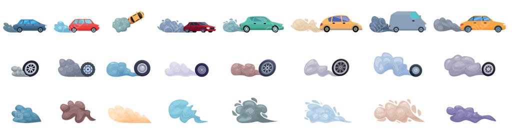 ماشین‌های کارتونی رنگارنگ و دود