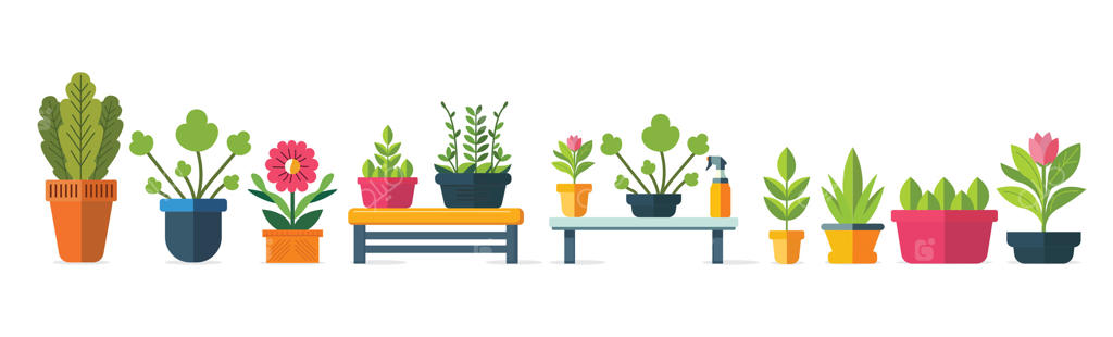 طراحی تخت یک گیاه در گلدان