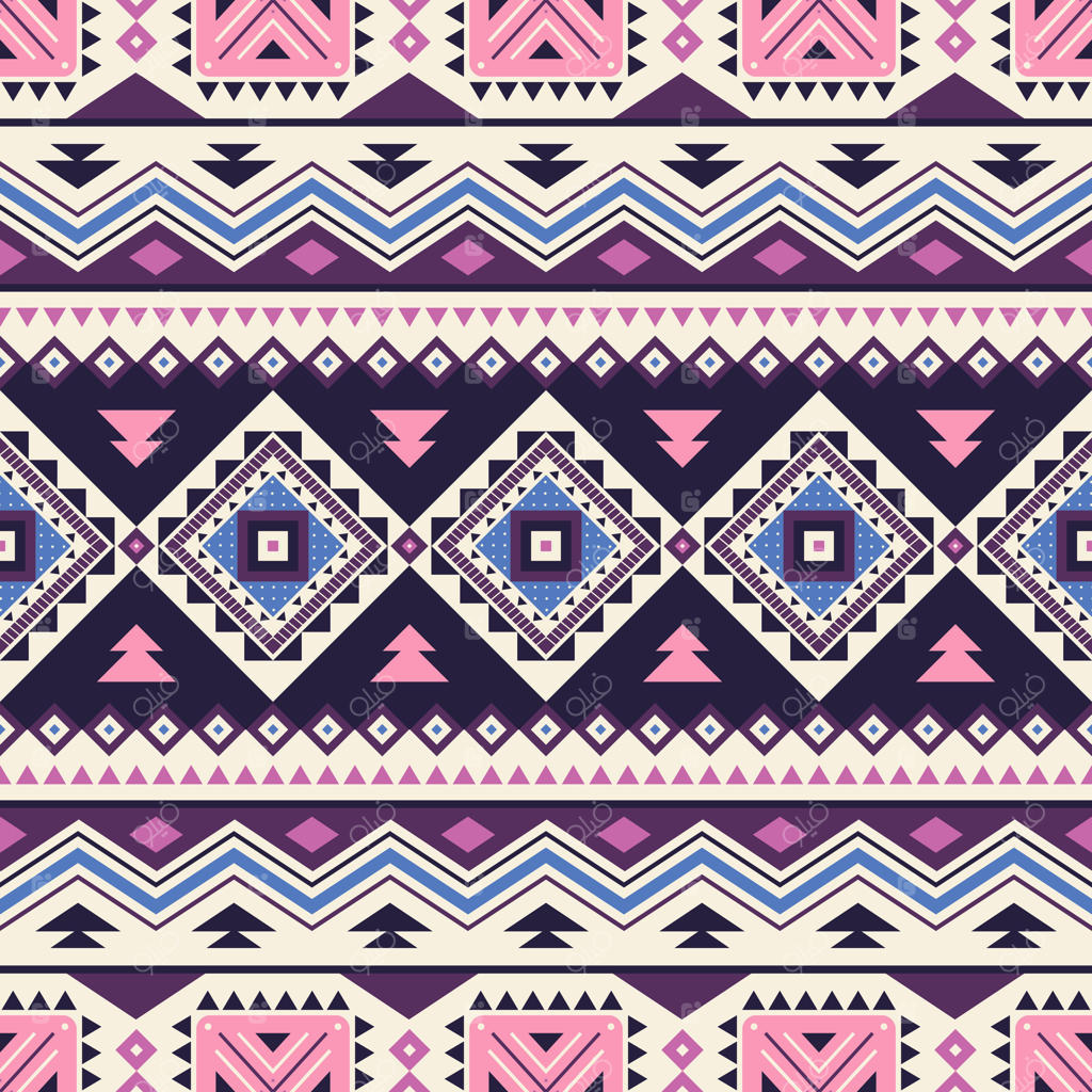 پترن یکپارچه با خطوط قبیله‌ای. پس‌زمینه هندسی آزتک. مناسب برای طراحی پارچه و وب‌سایت‌ها جهت تولید لباس‌ها