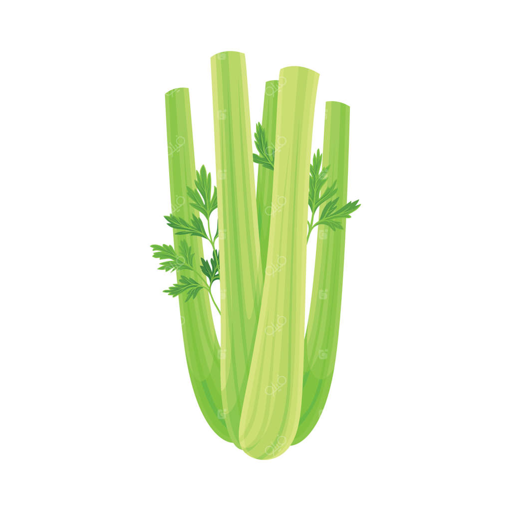 تصویر کلوزآپ کرفس سبز رسیده به‌عنوان غذایی سالم و کشت‌باغی