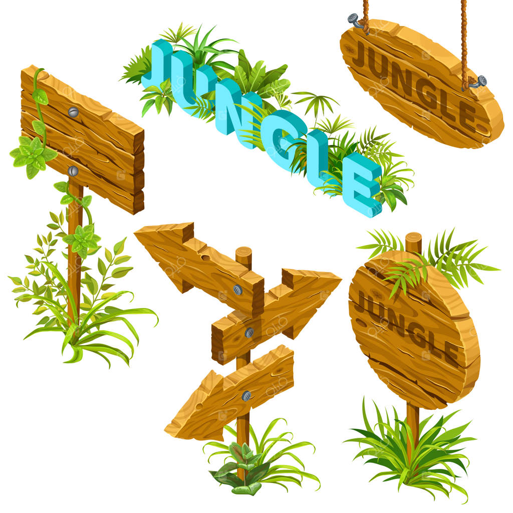 تخته‌های چوبی ایزومتریک با برگ‌ها.