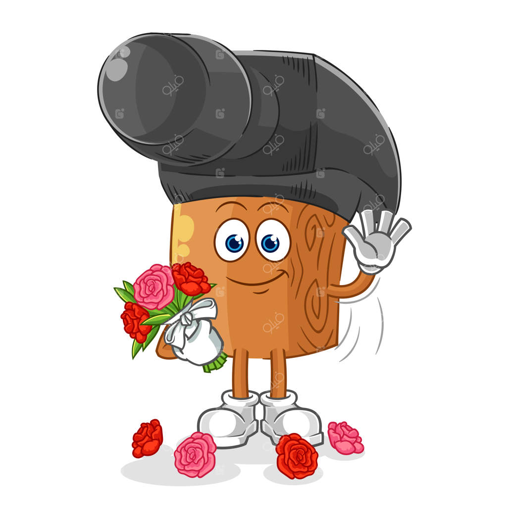 چکش با دسته گل - تصویر کارتونی وکتوری