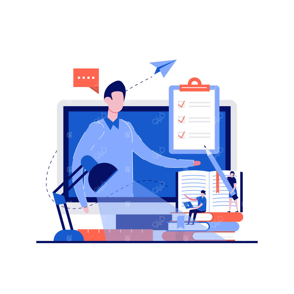 مفهوم آموزش از راه دور آنلاین با شخصیت‌پردازی.