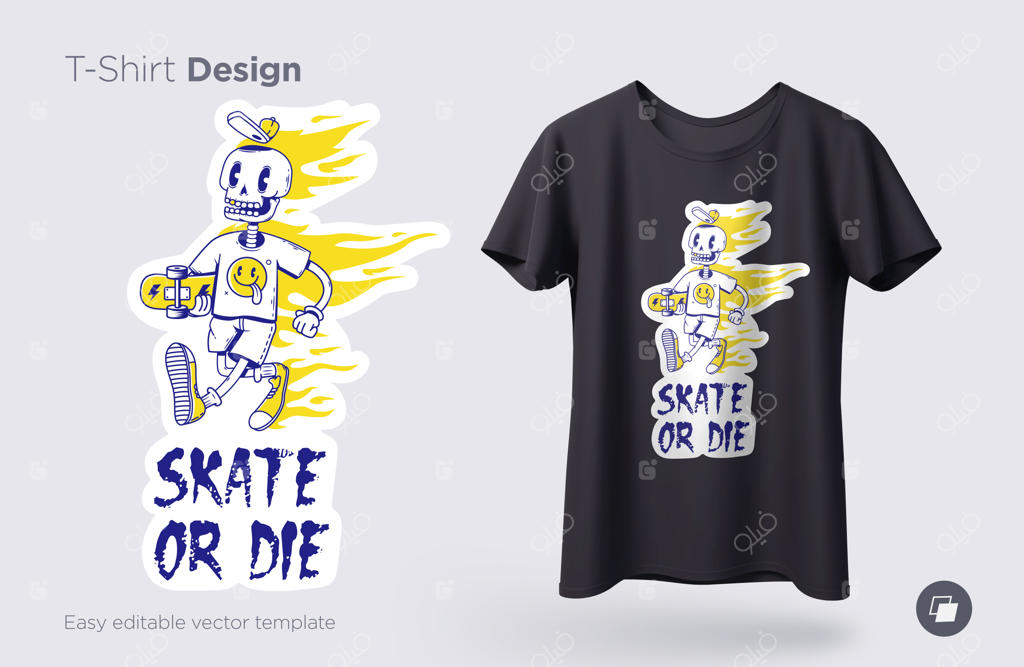 تصویر خنده‌دار اسکلت برای چاپ روی تی‌شرت، سویشرت و سوغاتی‌ها. وکتور
