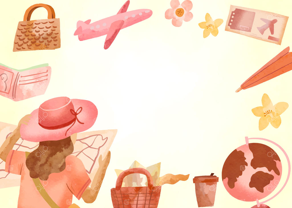 زمینه روز جهانی گردشگری با طرح آبرنگ