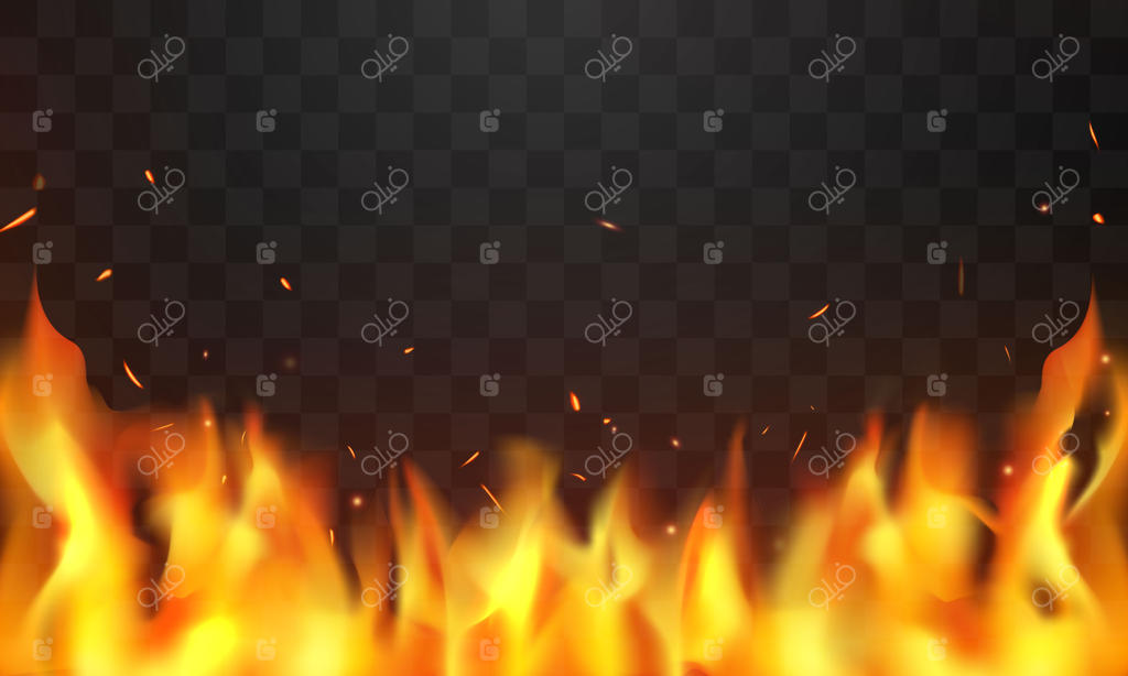 جرقه‌های سرخ سوزان و شعله‌های آتش واقعی