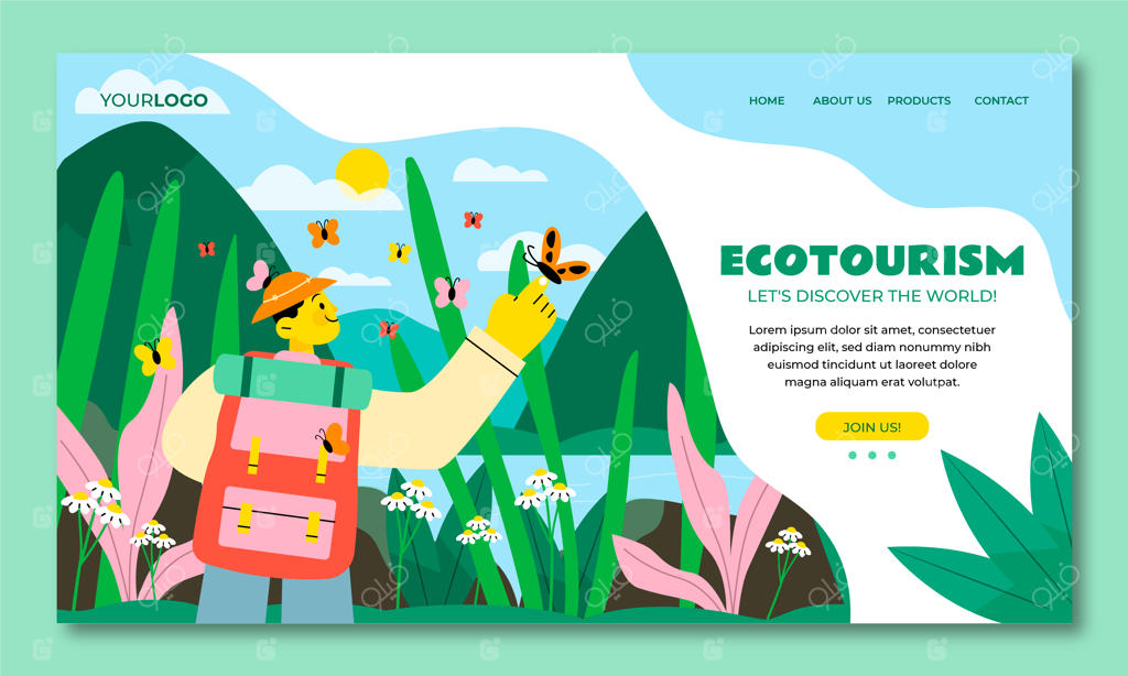 قالب صفحه فرود برای آگاهی‌رسانی درباره اکوتوریسم