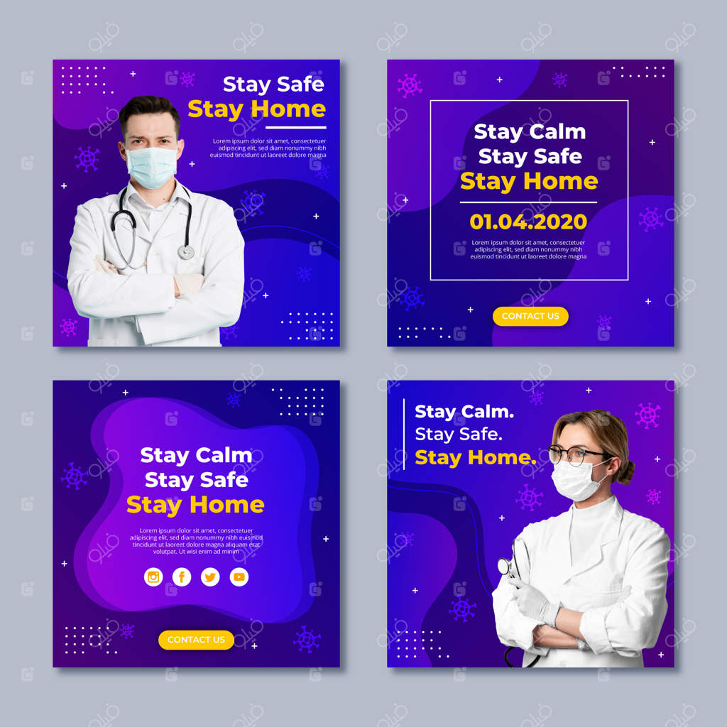 قالب مجموعه پست‌ اینستاگرامی برای رویدادهای خانگی