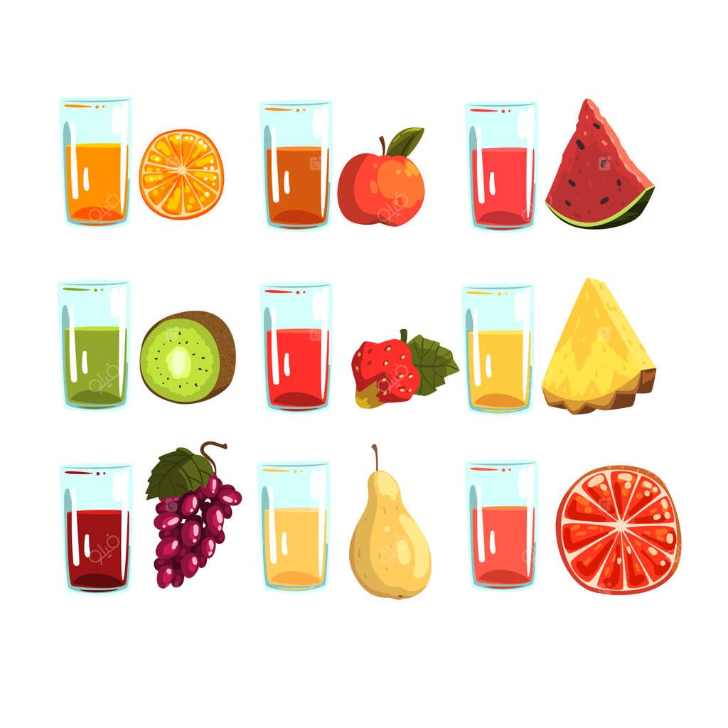 نوشیدنی‌های مناسب برای یک رژیم سالم - تصاویر بر روی زمینه سفید