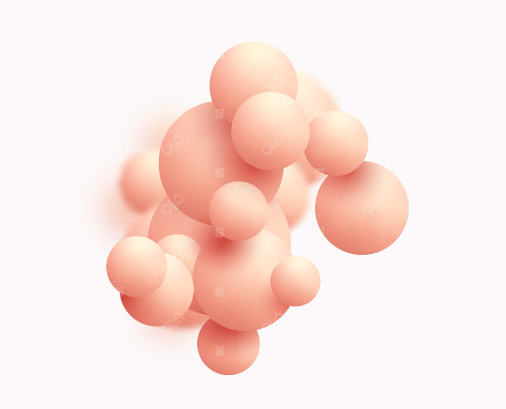 پس‌زمینه با توپ‌های صورتی، افکت تاری. کره‌های سه‌بعدی گرد. عناصر طراحی هندسی با پترن توپ‌های دایره‌ای. اشکال معلق در فضای خالی. طراحی برای پوستر، بنر، پلاکارد. تصویرسازی برداری