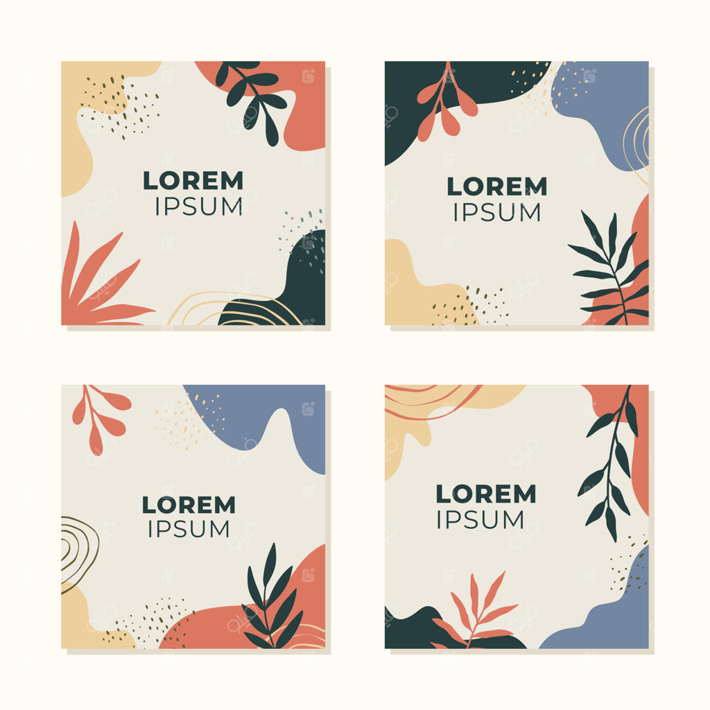 مجموعه پس‌زمینه‌های مربعی ساده با اشکال انتزاعی