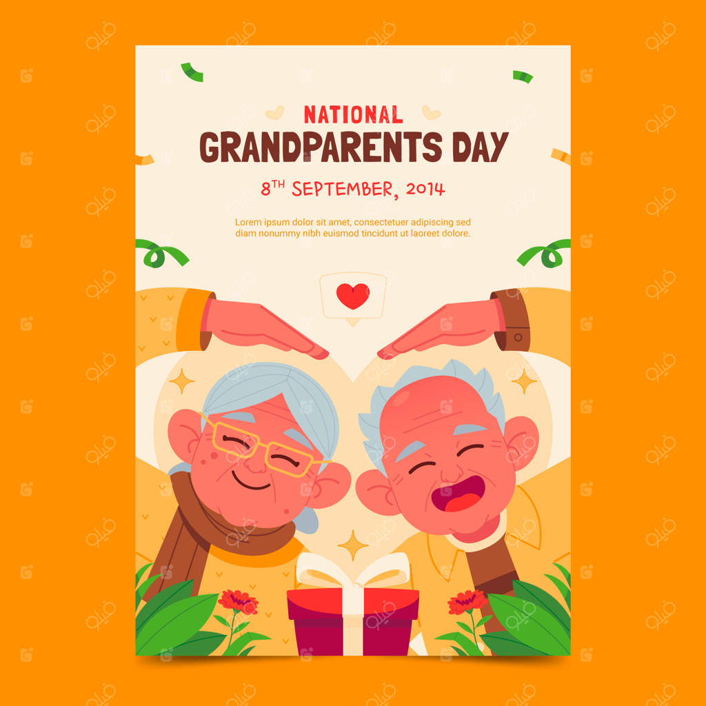 طراحی قالب پوستر برای روز بزرگداشت پدربزرگ‌ها و مادربزرگ‌ها