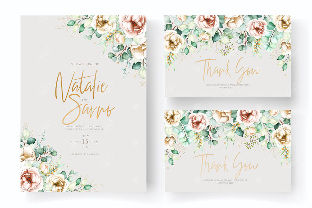 ست کارت دعوت با طرح شیک گل صد تومانی و ادریسی