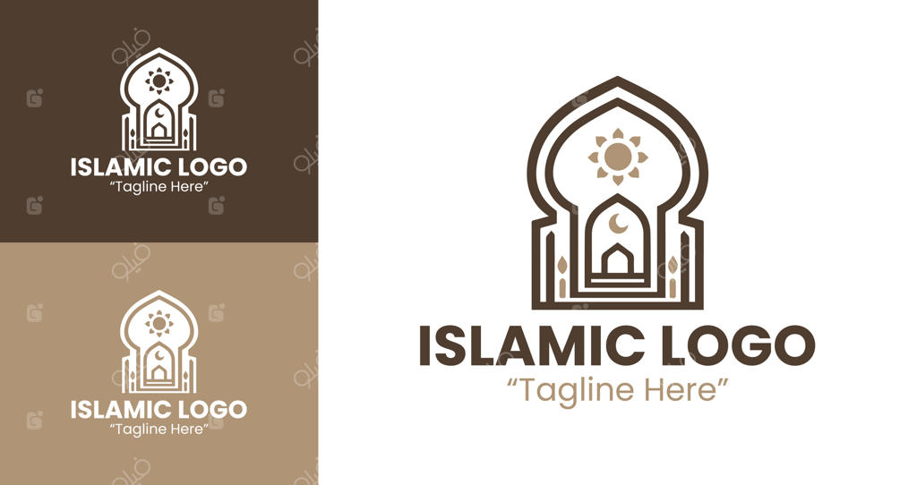 لوگوی معماری مینیمالیستی اسلامی برای راه‌حل‌های برندینگ مدرن