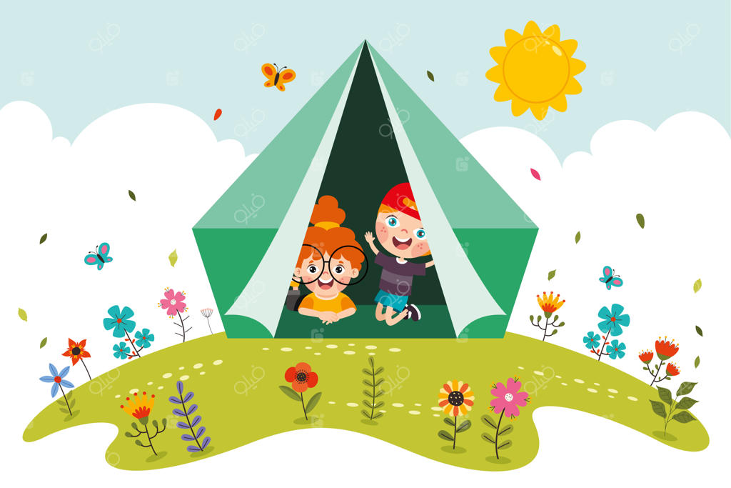 کارتون کودکان در طبیعت و کمپینگ