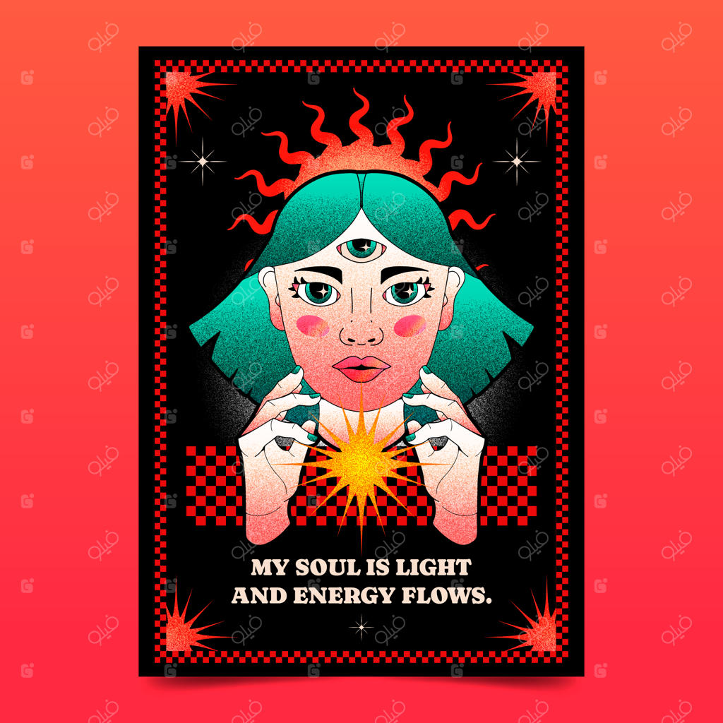 قالب پوستر بافت دانه‌ای با گرادیان رنگی