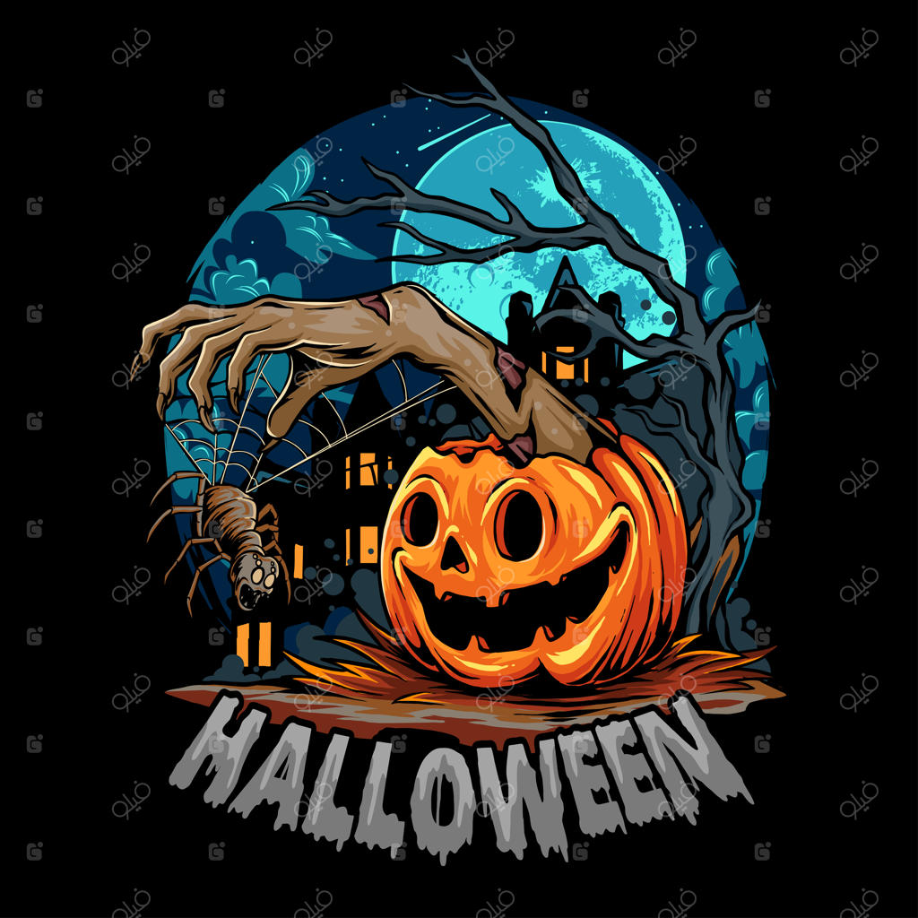 کدو هالووین: دستان زامبی و عنکبوت ترسناک را به اشتراک می‌گذارد