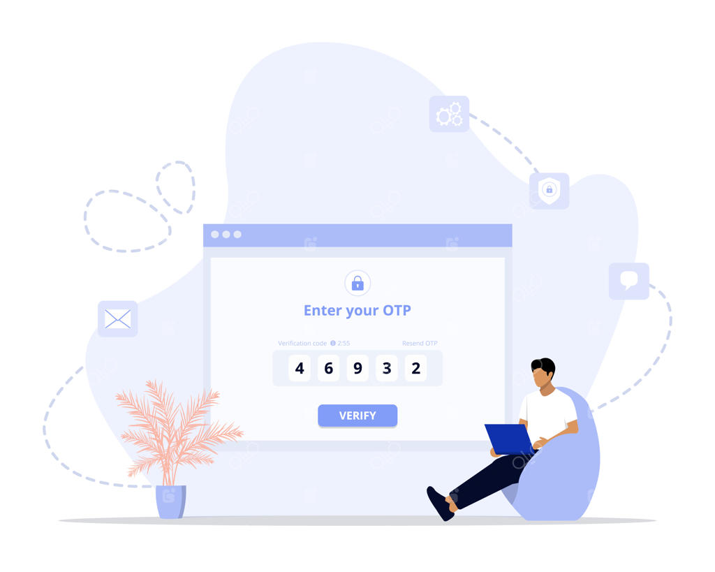تصویرسازی مفهوم وارد کردن رمز یک‌بار مصرف