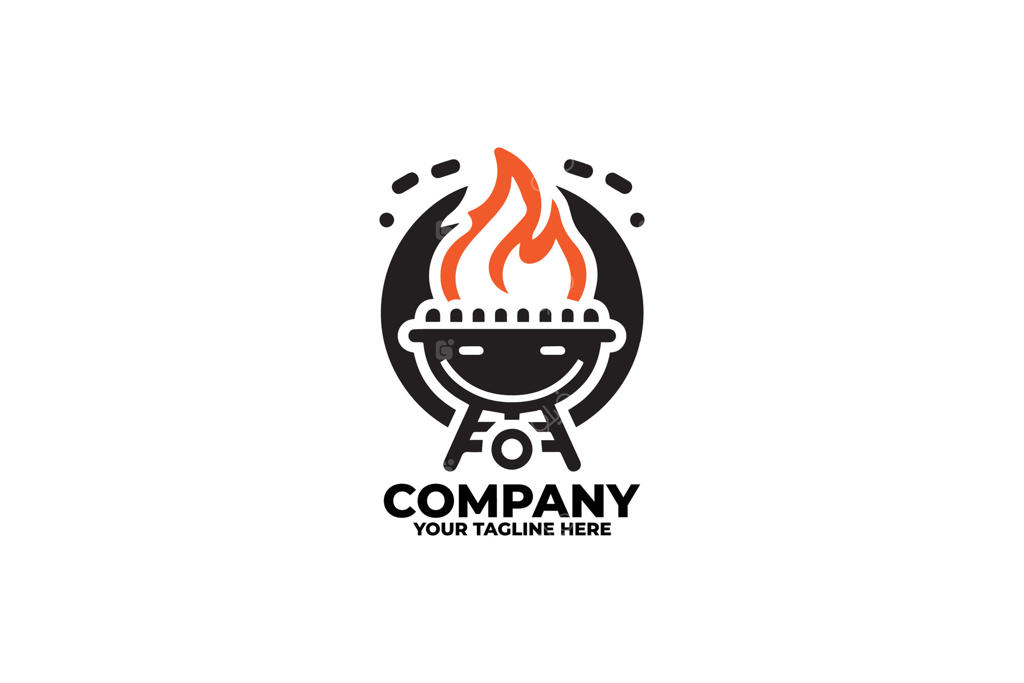 طراحی لوگوی کباب‌پز با شعله‌های آتش