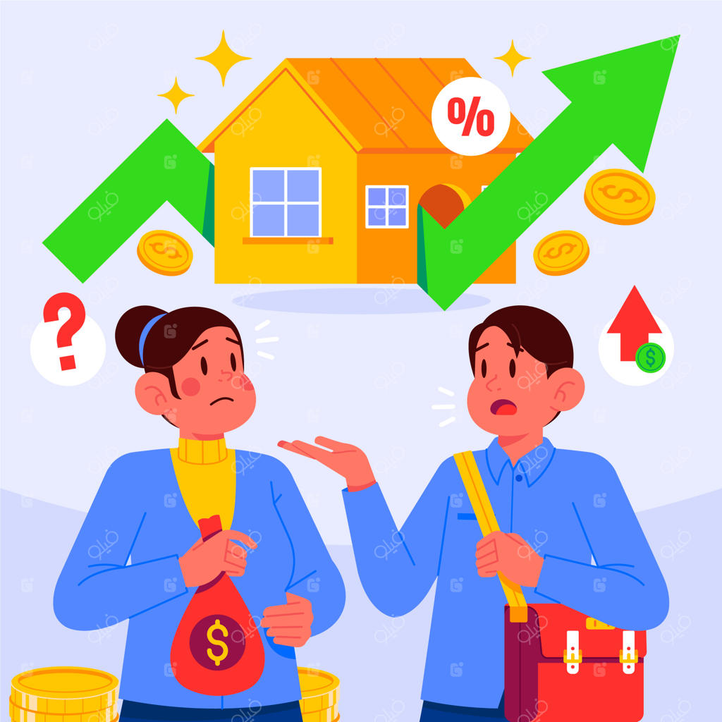 تصویرسازی افزایش قیمت خانه‌ها با طراحی تخت