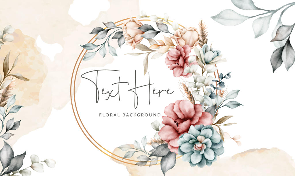 پس‌زمینه گل‌دار زیبا با گل و برگ‌های آبرنگی وینتیج