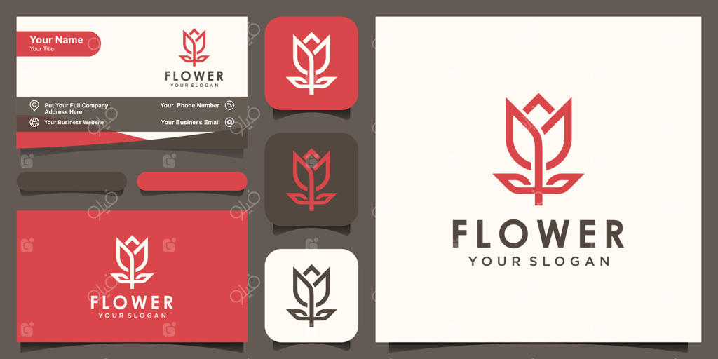 طراحی آیکون و لوگوی گل انتزاعی.