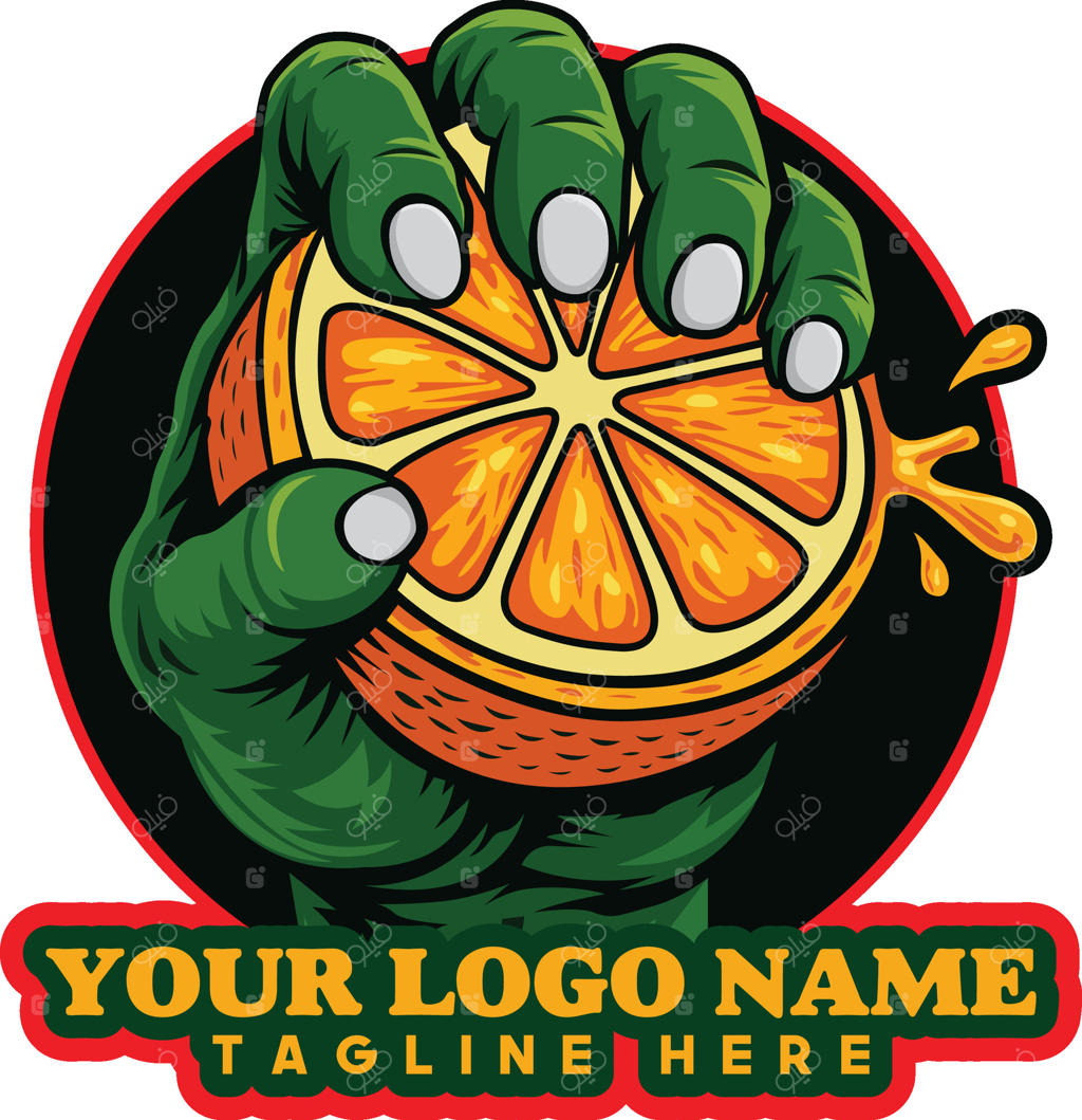 لوگوی هیولایی که در حال فشردن یک پرتقال است