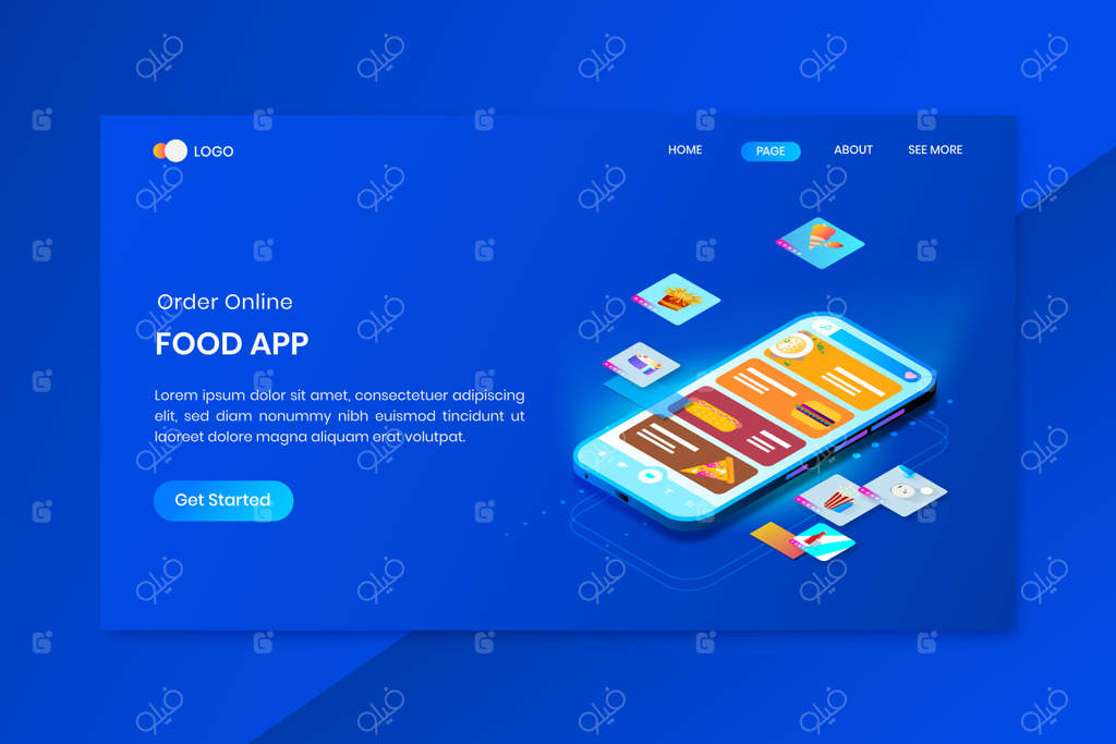 صفحه فرود مفهومی برنامه غذایی ایزومتریک