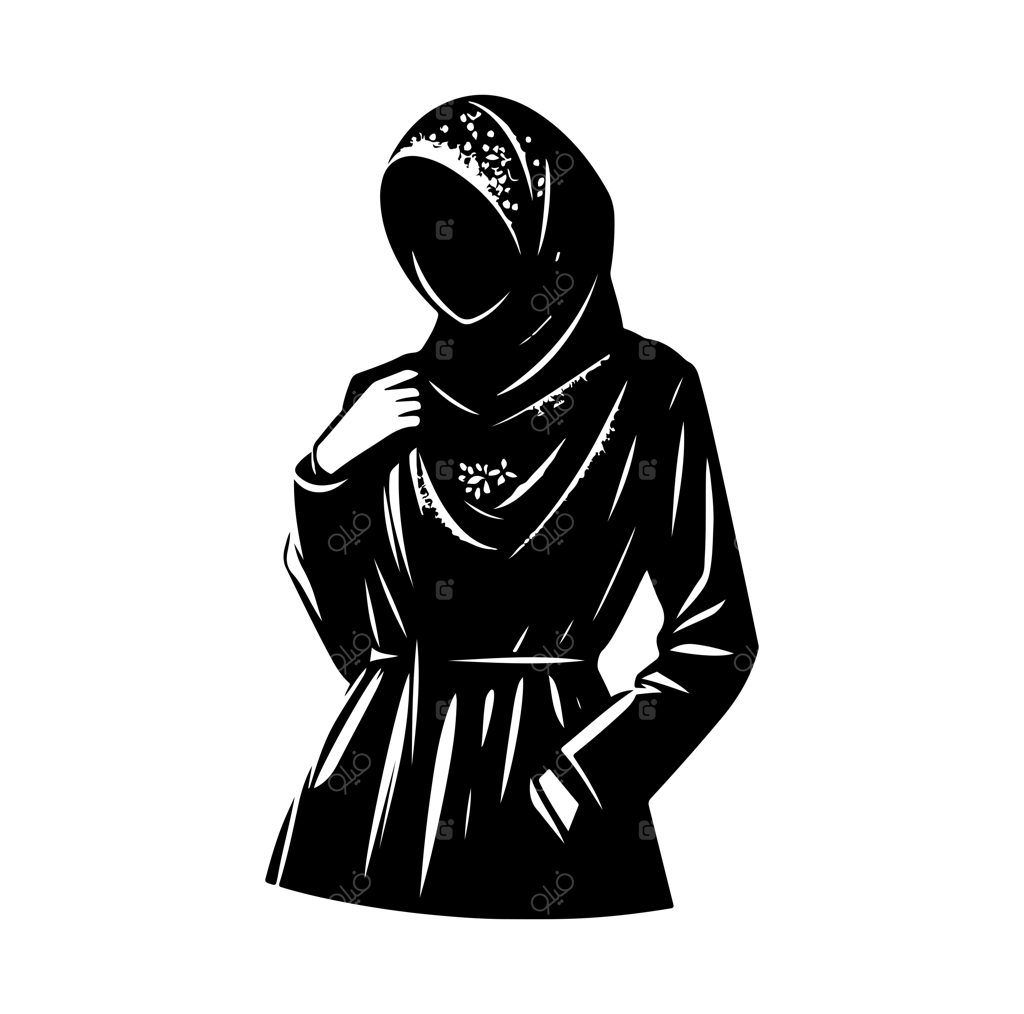 طراحی وکتور تصویرسازی مد و استایل حجاب ایستاده