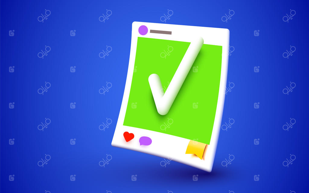 قاب عکس شبکه‌های اجتماعی با علامت تأییدیه