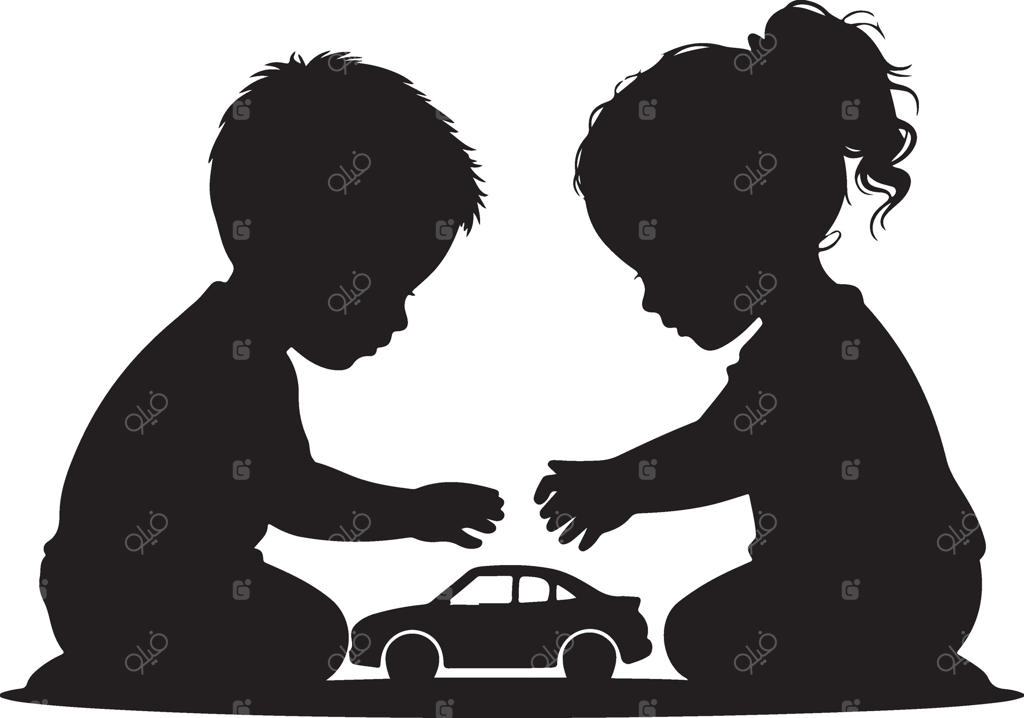 تصویر کودکان در حال بازی با طرح سایه‌ی ماشین