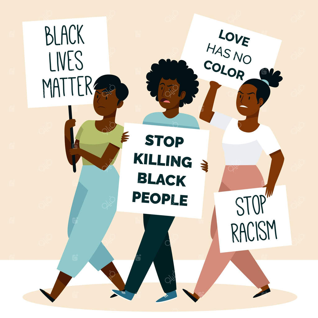 زنان جوان در اعتراض به نژادپرستی